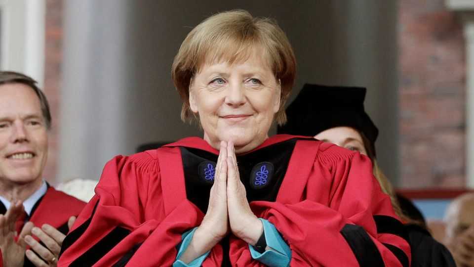 Bundeskanzlerin Angela Merkel bei der Verleihung der Ehrendoktorwürde der Harvard-Universität