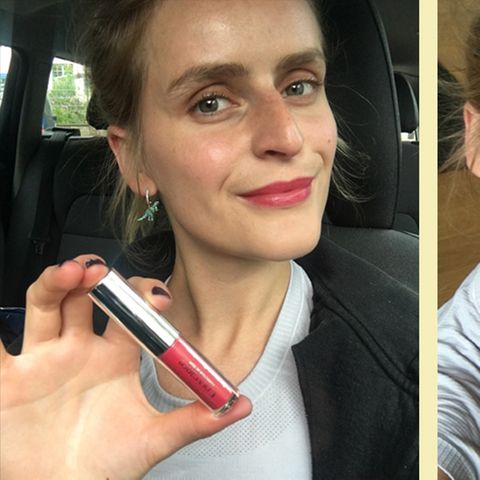 Frau mit Lippenstift