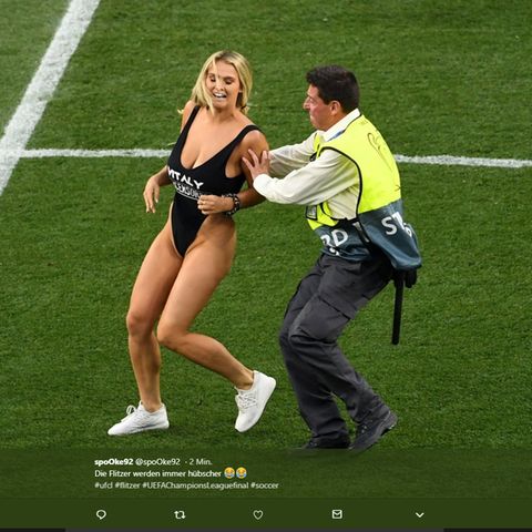 Flitzerin Kinsey Wolanski beim Champions League Finale