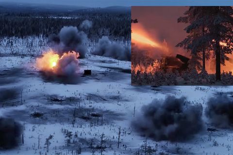 Militärübung: Unglaubliche Aufnahmen - Drohne fliegt durch Raketenhagel