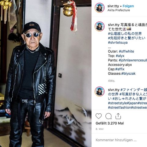 Opa in schwarzer Lederjacke auf Instagram