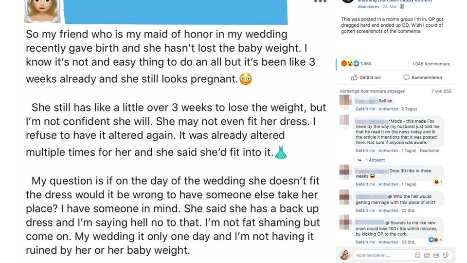 In einer Hochzeits-Facebook-Gruppe wurde die dreiste Frage einer Bridezilla geteilt