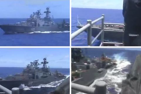 Beinahe Zusammenstoß eines russichen und eines US-Zerstörers