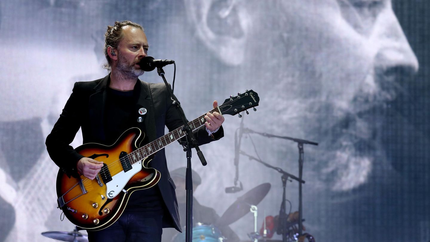 Thom Yorke mit seiner Band Radiohead im Sommer 2017 auf dem TRNSMT Festival in Glasgow