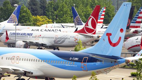 Nicht ausgelieferte Boeing 737 MAX auf dem King County International Airport in Seattle
