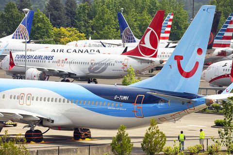 Nicht ausgelieferte Boeing 737 MAX auf dem King County International Airport in Seattle