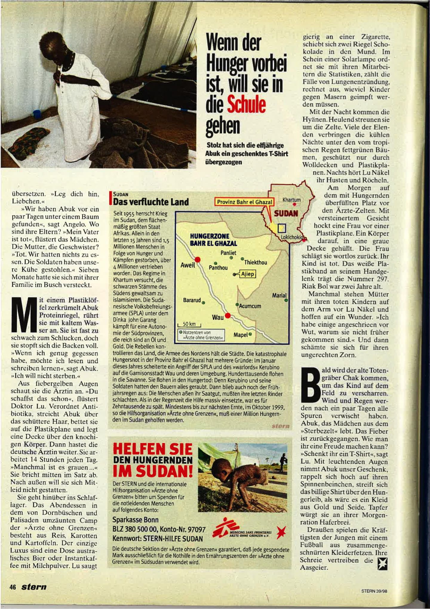 stern September 1998: Reportage von Gabriel Grüner über den Hungertod im Südsudan