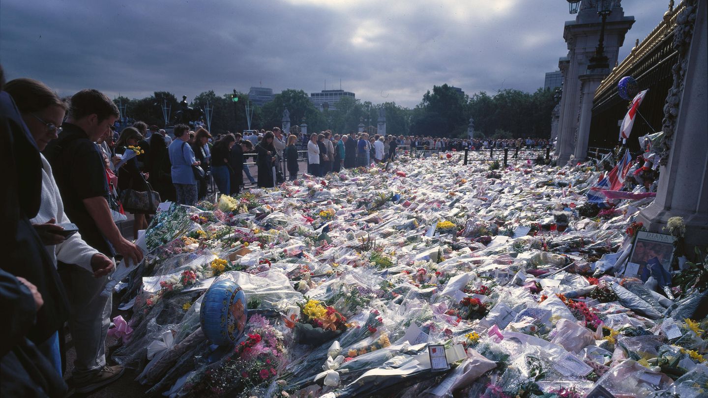 Fotografiert von Volker Krämer: Blumenmeer vor dem Buckingham Palace