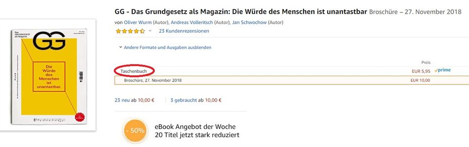 Andere "Formate und Ausgaben" des Grundgesetz-Magazins auf Amazon