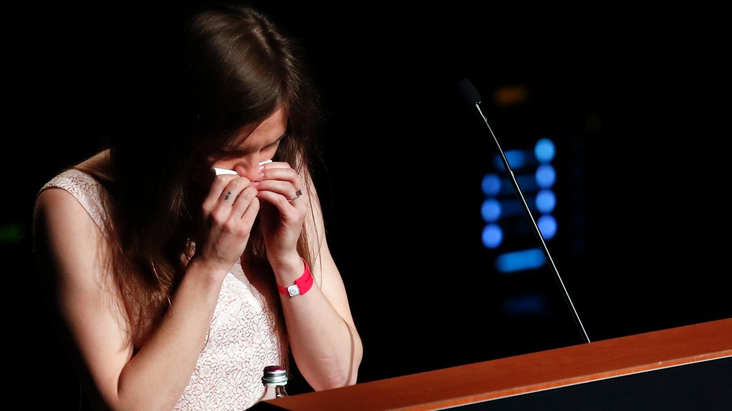Amanda Knox bei einem Kongress in Italien