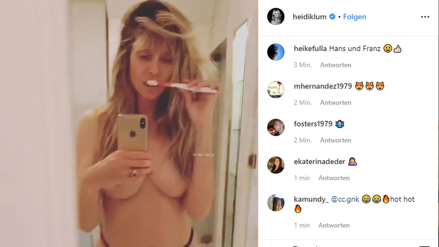 Heidi Klum putzt Zähne