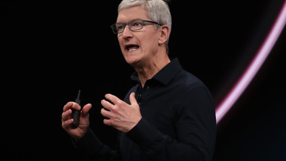 Apple-Chef Tim Cook während der Eröffnungs-Keynote der WWDC