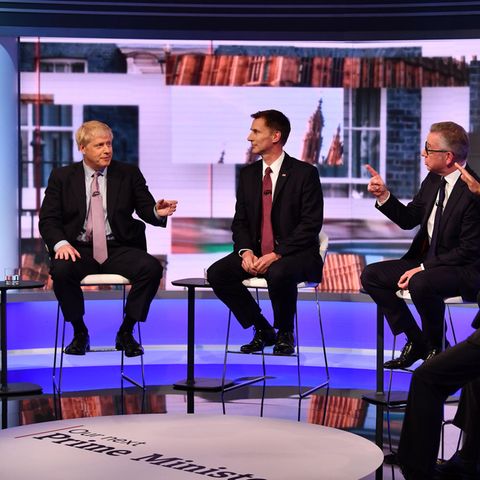 Die Teilnehmer der TV-Debatte (v.l. n.r.): Boris Johnson, Jeremy Hunt, Michael Gove, Sajid Javid, Rory Stewart