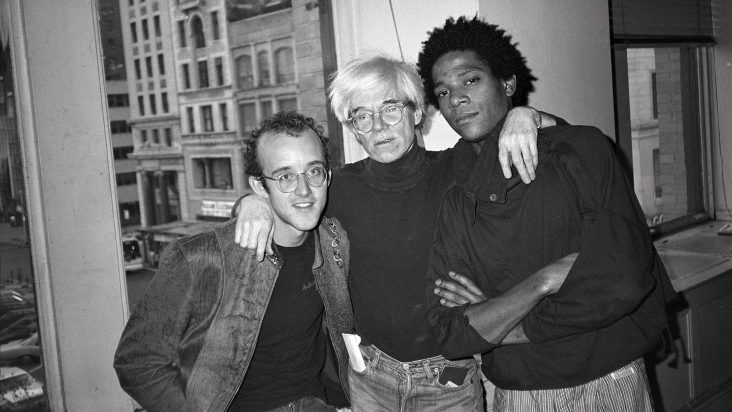 Keith Harin, Andy Warhol und Jan-Michel Basquiat Arm in Arm