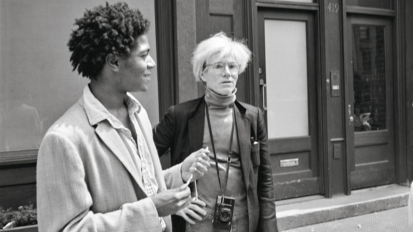 Warhol on Basquiat Basquiat lächelt, Warhol guckt kritisch