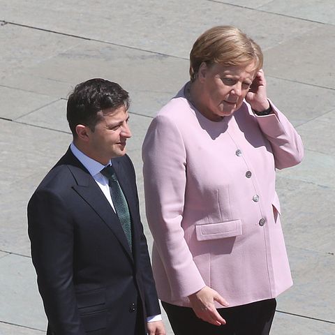 Angela Merkel zusammen mit dem ukrainischen Präsidenten Wolodymyr Selensky