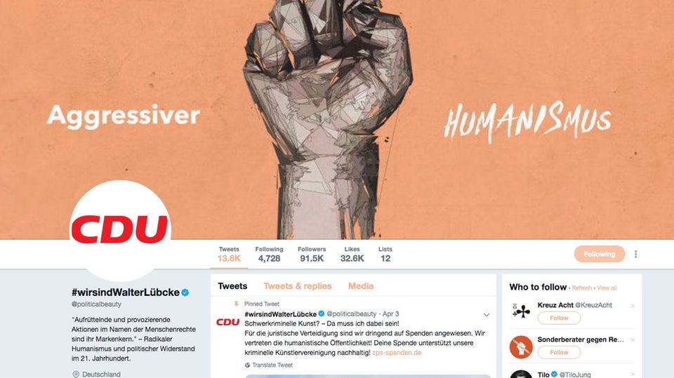 #wirsindwalterlübcke: Aktivisten twittern scheinbar als CDU über den Fall Lübcke #wirsindwalterlübcke: Aktivisten twittern scheinbar als CDU über den Fall Lübcke