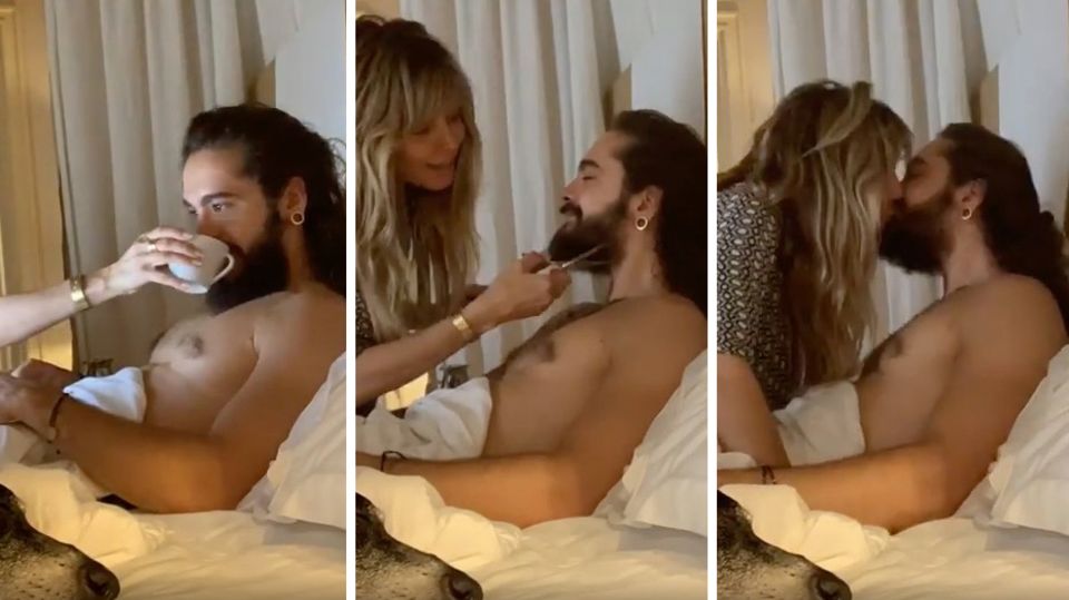 Heidi Klum stutzt ihrem Verlobten im Bett den Bart