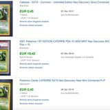 Screenshot von Ebay-Auktionen zur speziellen Pokémon-Karte Raupy