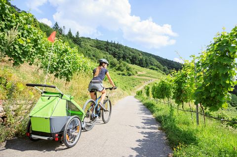 Mit einem Anhänger kann man die Kleinen sogar mit auf eine Tour nehmen.