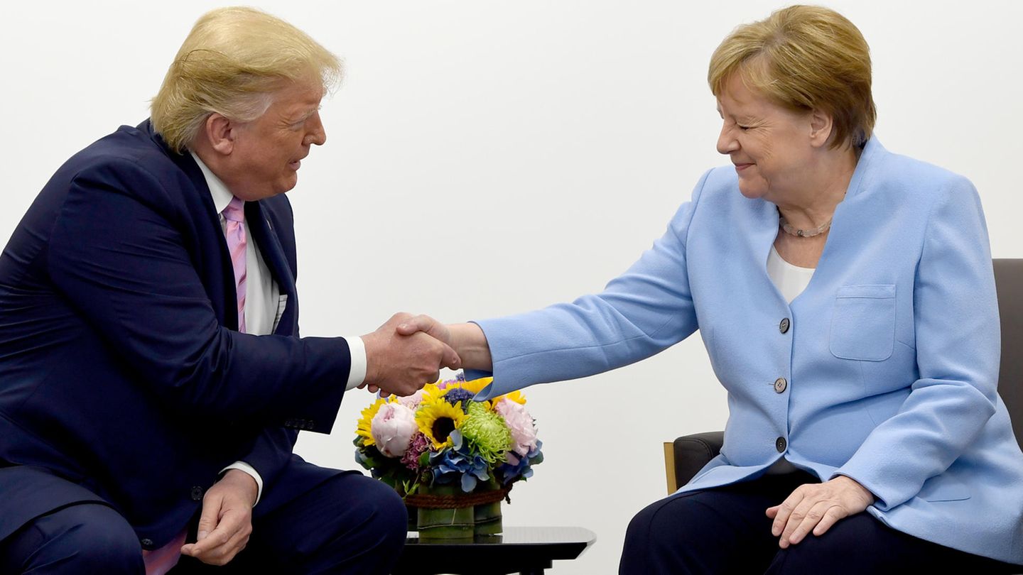 Donald Trump und Angela Merkel beim G20-Gipfel in Osaka