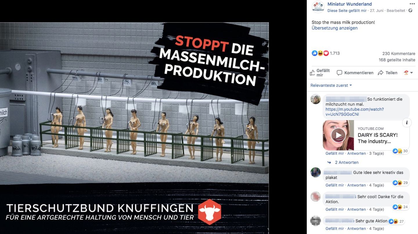 Screenshot von der Facebookseite des Miniatur Wunderlands