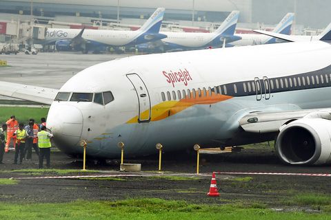 Am 1. Juli von der Landebahn abgekommen: die Boeing 737-800 von Jet Airways in Mumbai