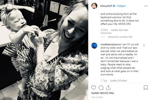 Hilary Duff mit ihrer Tochter auf Instagram