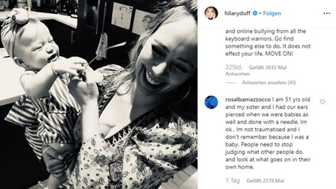 Hilary Duff mit ihrer Tochter auf Instagram