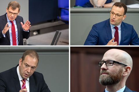 Von links oben nach rechts unten: Johann Wadephul, Jens Spahn, Henning Otte und Peter Tauber