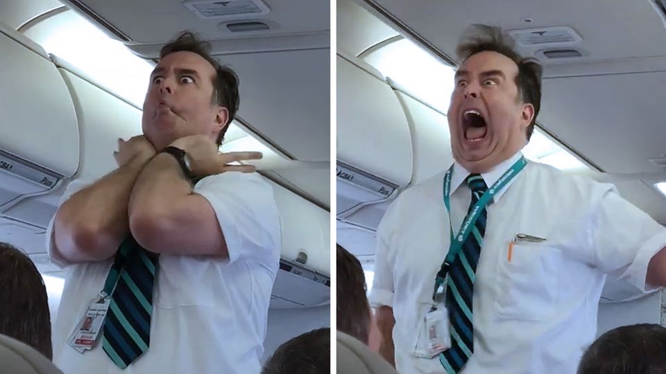 Flugbegleiter eskaliert bei Sicherheitseinweisung Flugbegleiter eskaliert bei Sicherheitseinweisung