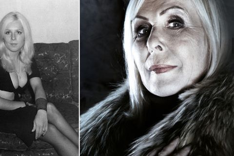 Das linke Foto zeigt Linda Calvey in der Blüte ihrer Jahre. Sie verschickte es gern als Postkarte an ihre Fans. Gezeichnet mit "The Black Widow" und einem Herzen.