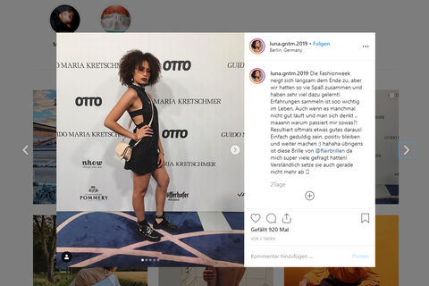 Ein Instagram-Screenshot der GNTM-Kandidatin Luna.