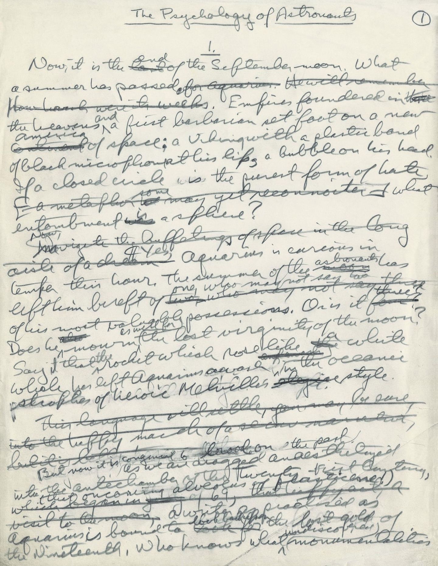 Manuskriptseite aus dem Text von Norman Mailer, das sich im Mailer Archive im Harry Ransom Center in Texas befindet.