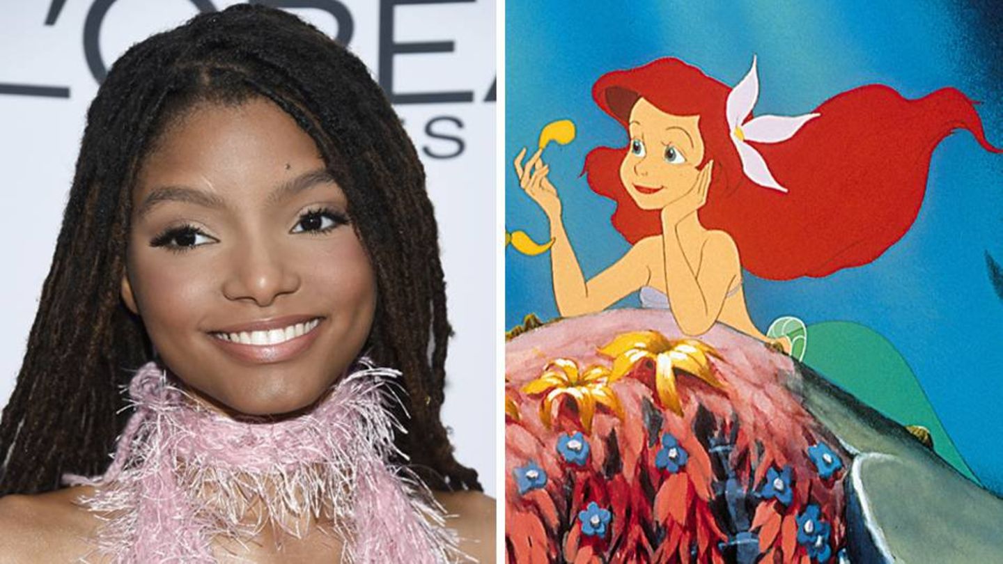 Zusammenschnitt aus Halle Bailey und Arielle von Disney