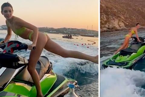 In einem Instagram-Clip zeigt Kendall Jenner einen Stunt auf einem Jetski – im ultraknappen Bikini.