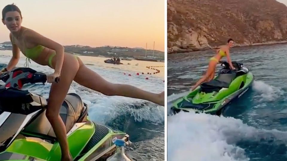 In einem Instagram-Clip zeigt Kendall Jenner einen Stunt auf einem Jetski – im ultraknappen Bikini.