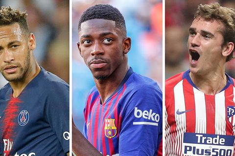 Neymar, Ousmane Dembélé, Antoine Griezmann (v.l.n.r.)