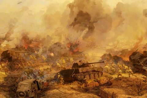 Im Museum in Belgorod feiert das riesige Diorama von N.But, G.Sevostyanov und V.Shcherbakov die Legende auf über 1000 Quadratmetern.