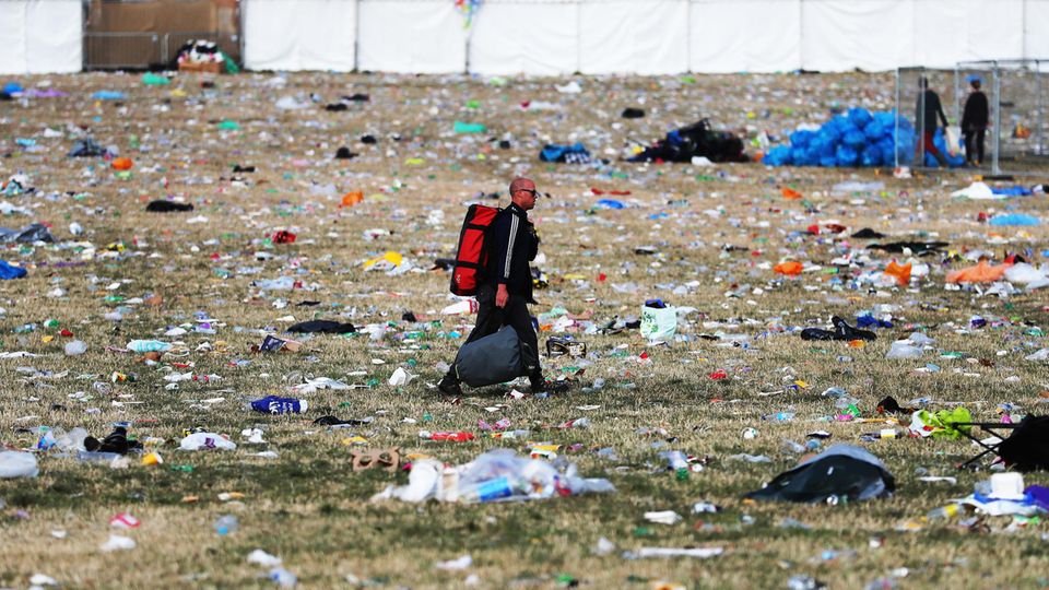 Müllberge beim Glastonbury Festival 2019