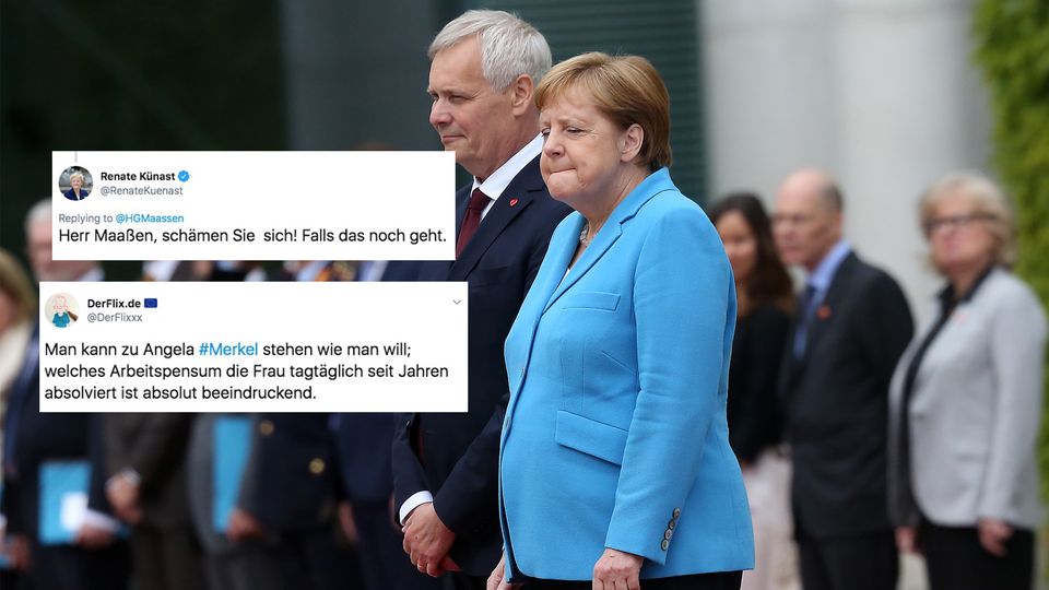 Angela Merkel erleidet zum dritten Mal innerhalb eines Monats einen Zitteranfall. Angela Merkel erleidet zum dritten Mal innerhalb eines Monats einen Zitteranfall.