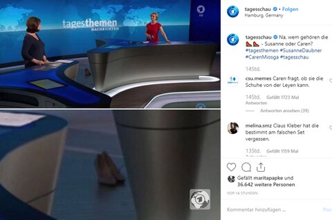 Das einsame Paar Schuhe im Studio der Tagesthemen
