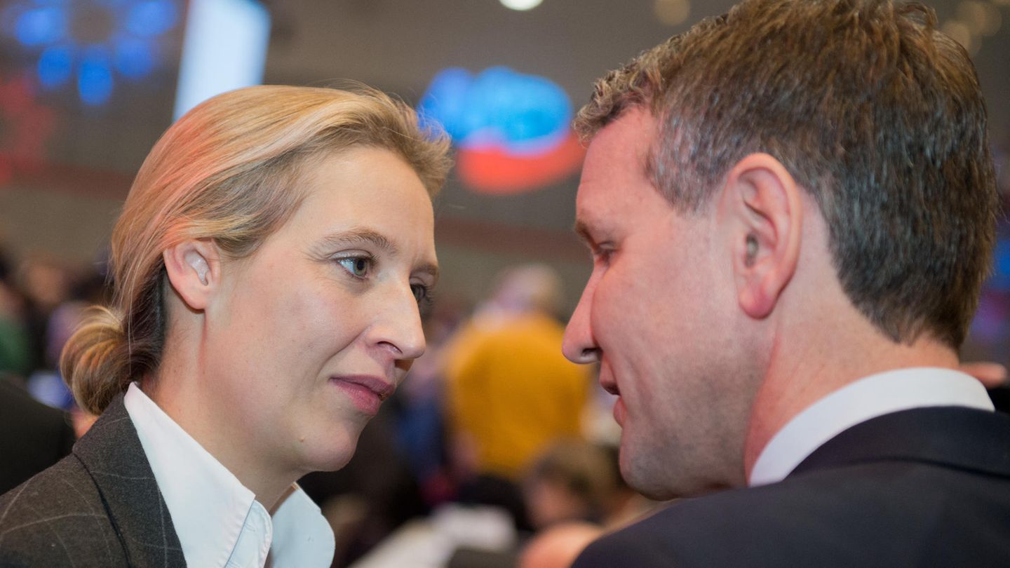 AfD-Fraktionsvorsitzende Alice Weidel und der Thüringer Landesvorsitzende Björn Höcke