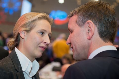 AfD-Fraktionsvorsitzende Alice Weidel und der Thüringer Landesvorsitzende Björn Höcke