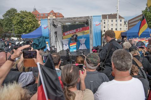 Björn Höcke, Landesvorsitzender der AfD in Thüringen, spricht beim Wahlkampfauftakt vor der Landtagswahl