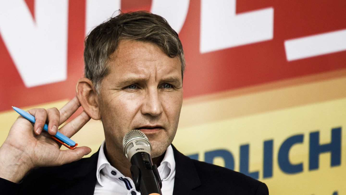 Björn Höcke (AfD), Landesvorsitzender Thüringen, beim Wahlkampfauftakt der AfD vor der Landtagswahl in Brandenburg