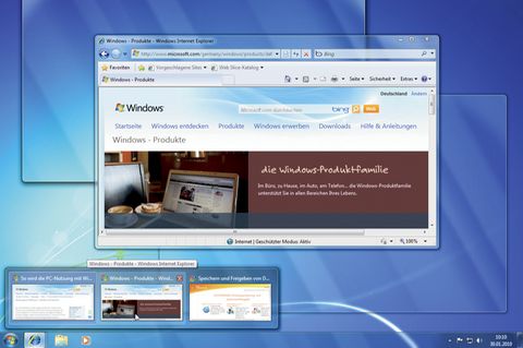 Screenshot der Windows 7-Oberfläche zum Start des Betriebssystems am 22. Oktober 2009 