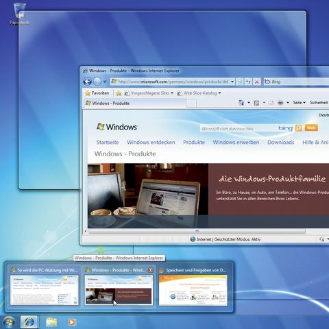 Screenshot der Windows 7-Oberfläche zum Start des Betriebssystems am 22. Oktober 2009 