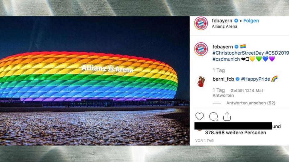 Allianz Arena in Pride Farben Instagram-Post
