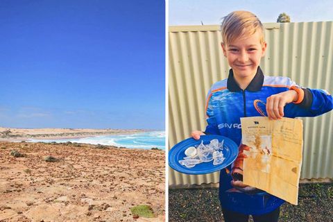 Am Talia Beach in Australien fand Jyah Elliott die 50 Jahre alte Flaschenpost